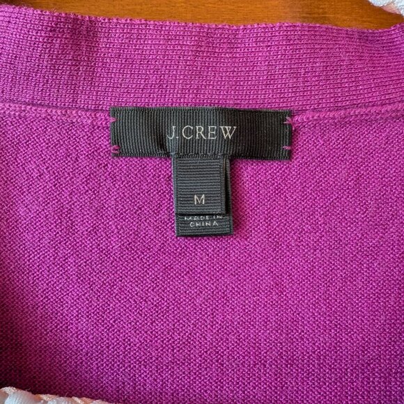 J Crew Merino Wool Cardigan with Velvet Trim - Picture 3 of 7